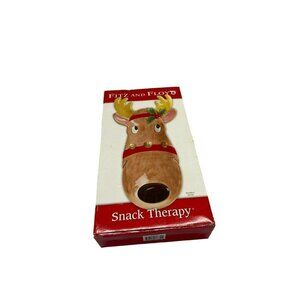Fitz Floyd Reindeer Christmas Party Serving Tray Dish Snack Therapy 13” In Box